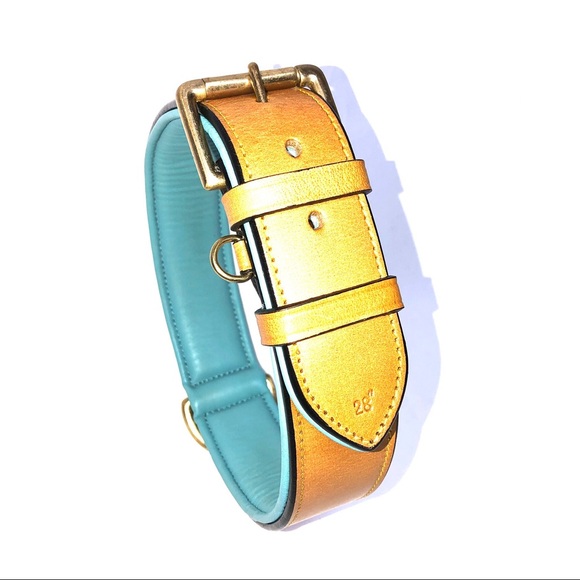 BLUE LEATHER DOG COLLAR - Picture 5 of 11